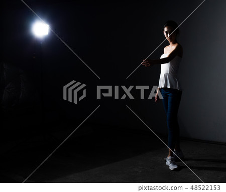 Asian Fitness woman warm up ballet dance stretch Asian Fitness woman warm up ballet dance stretch 48522153