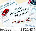 Car Insurance Policy. Document, Car, Glasses and Calculator on Table 48522435