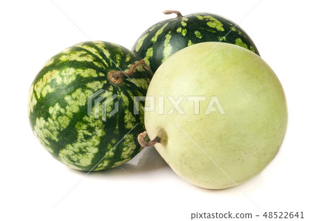 three watermelon isolated on white background closeup 48522641