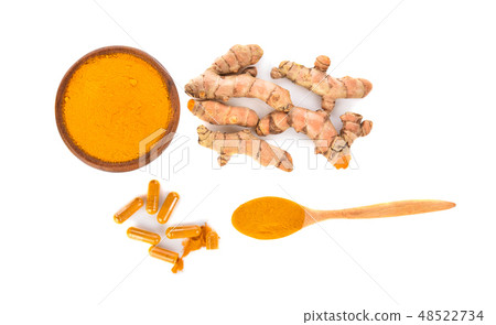 Top view of Turmeric on white background Top view of Turmeric on white background 48522734