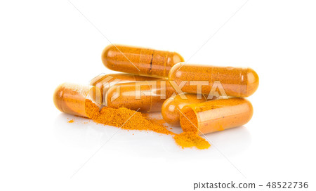 Turmeric Capsule isolated on white background Turmeric Capsule isolated on white background 48522736