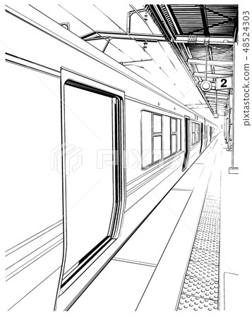 Cartoon style pen image illustration station 48524303