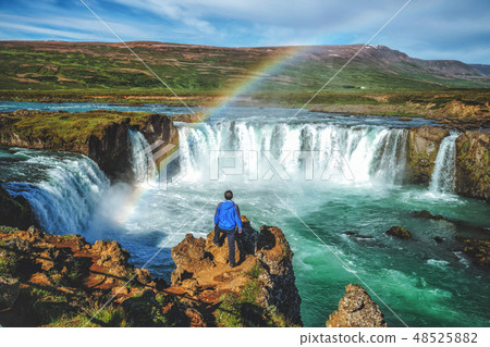 The Godafoss waterfall in north Iceland. The Godafoss waterfall in north Iceland. 48525882