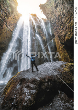Majestic Gljufrabui waterfall cascade in Iceland 48525890