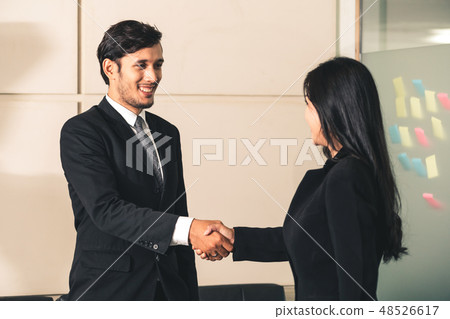 Business people handshake agreement in office. 48526617