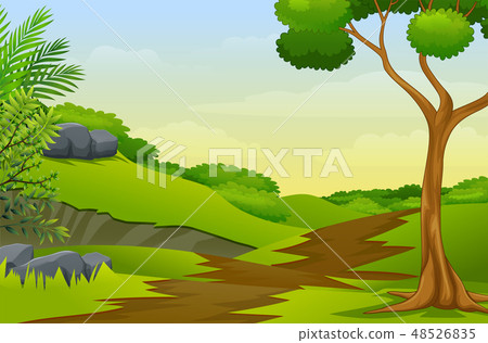 A pathway going through lush green outfield A pathway going through lush green outfield 48526835