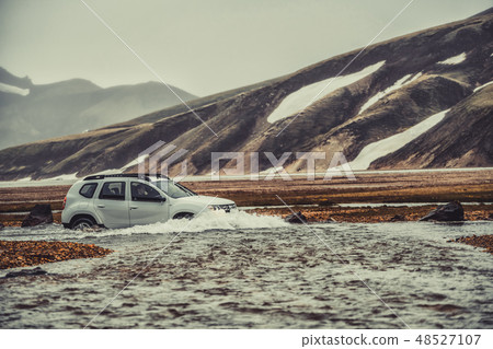 4WD car travel off road in Landmannalaugar Iceland 4WD car travel off road in Landmannalaugar Iceland 48527107