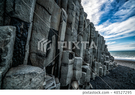Iceland black sand beach located near town of Vik. 48527295