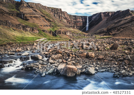 Beautiful Hengifoss Waterfall in Eastern Iceland. Beautiful Hengifoss Waterfall in Eastern Iceland. 48527331