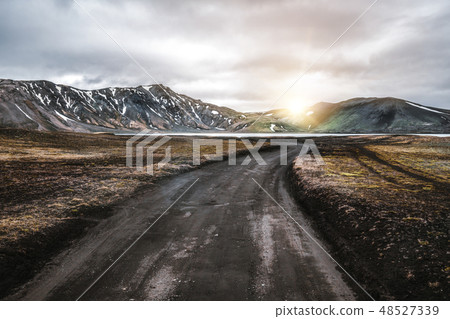 Road to Landmanalaugar on highlands of Iceland. Road to Landmanalaugar on highlands of Iceland. 48527339