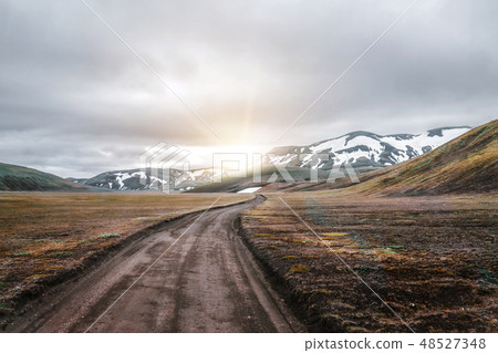 Road to Landmanalaugar on highlands of Iceland. Road to Landmanalaugar on highlands of Iceland. 48527348