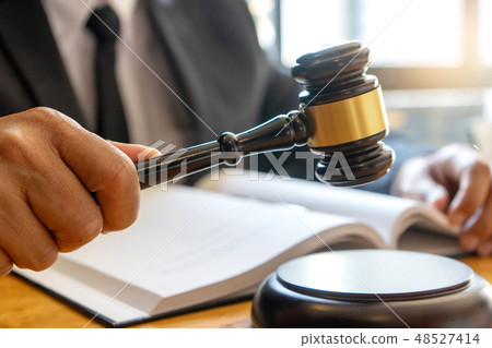 Judge lawyer gavel work in office with  balance 48527414