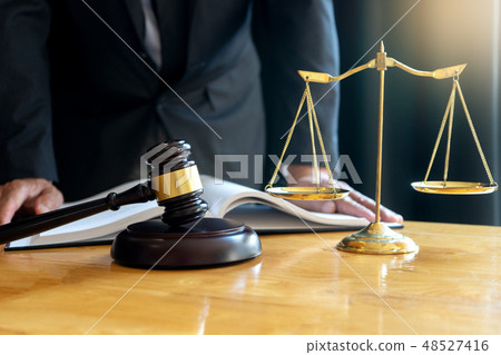 Judge lawyer gavel work in office with balance Judge lawyer gavel work in office with balance 48527416