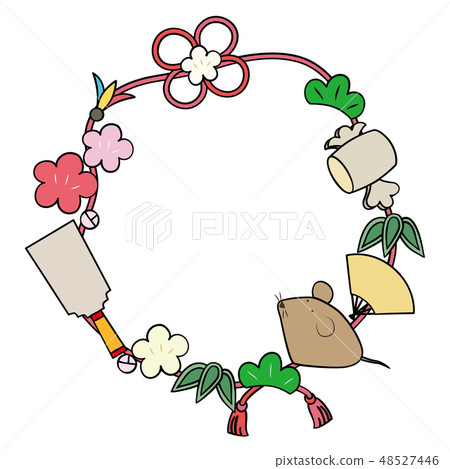 New Year's card of mouse and lucky cards 48527446