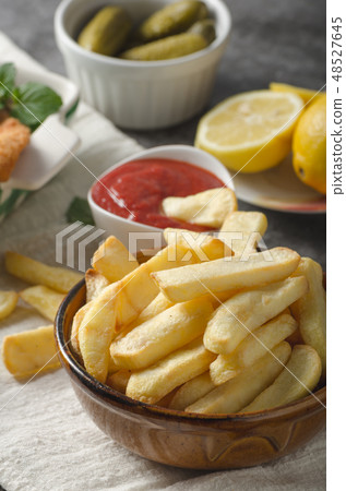 Homemade german schnitzel with pickles 48527645