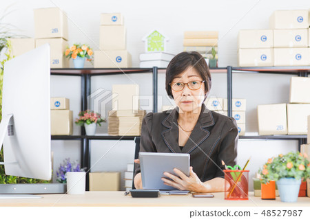 Asian woman working Asian woman working 48527987