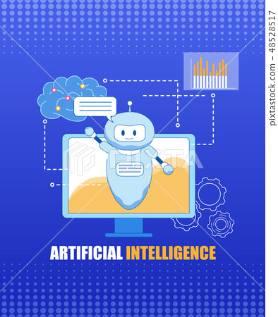 Chat Bot Artificial Intelligence Helps Problems Stock Illustration