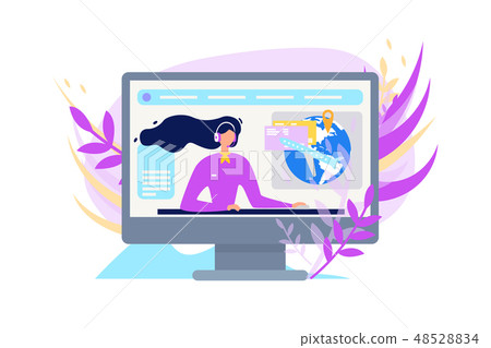 Travel Agency Call Center Flat Vector Concept 48528834