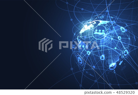 Global network connection. World map point Global network connection. World map point 48529320