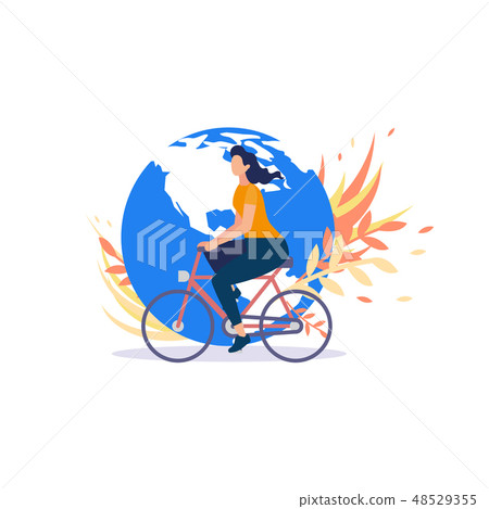 Bicyclists Worldwide Movement Flat Vector Concept Bicyclists Worldwide Movement Flat Vector Concept 48529355