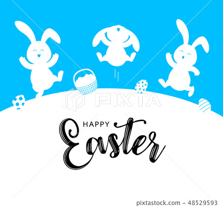White rabbit and Easter egg basket. White rabbit and Easter egg basket. 48529593