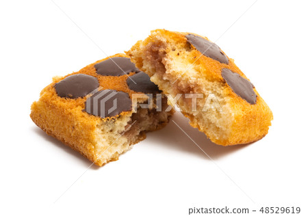 chocolate sponge cake isolated 48529619