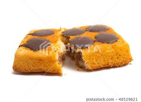 chocolate sponge cake isolated 48529621