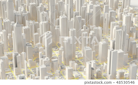 City 3d rendering. Techno mega city skyscrapers 48530546
