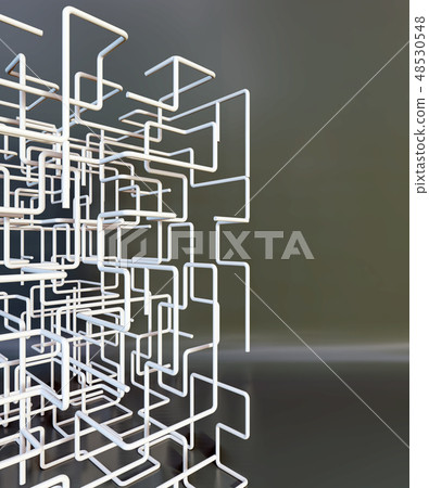 3D white Maze on a studio background. 3d rendering 48530548