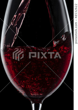 Pour the wine into the glass Pour the wine into the glass 48532622