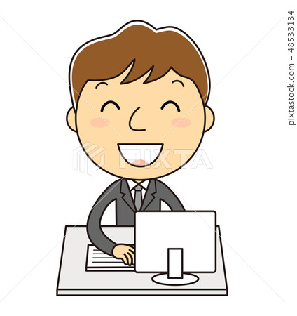 Office Man And Pc Illustration Clip Art Stock Illustration