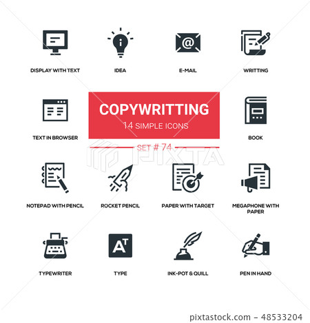 Copywriting concept - flat design style icons set Copywriting concept - flat design style icons set 48533204