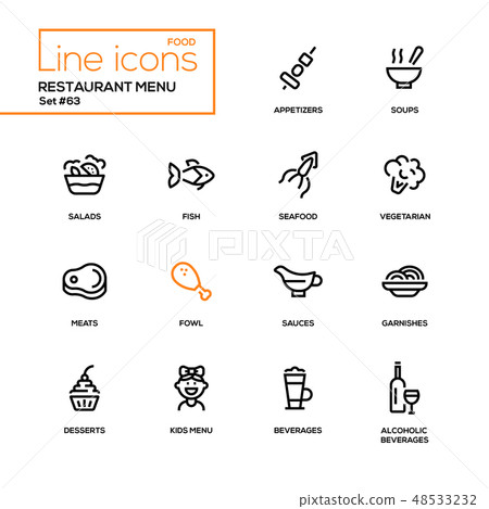 Restaurant menu - line design style icons set 48533232
