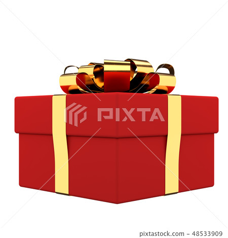 gift box with golden ribbon and bow - Stock Illustration [48533909] - PIXTA