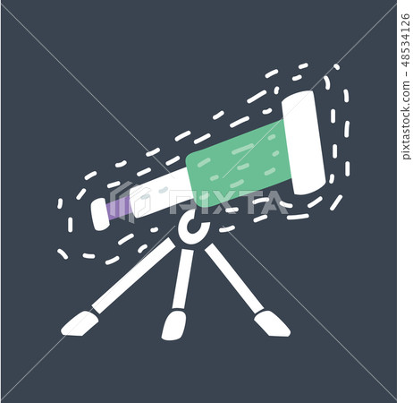 Telescope icon on dark background. Telescope icon on dark background. 48534126