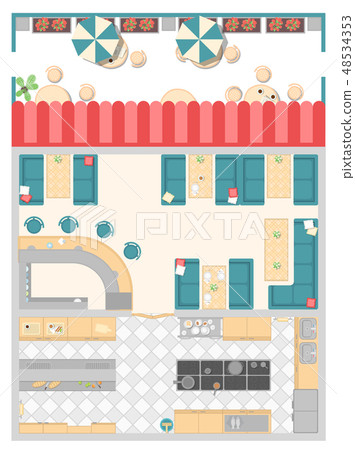 Cafe interior elements - modern vector colorful illustration 48534353