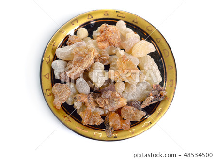 Myrrh with frankincense resin isolated on white 48534500