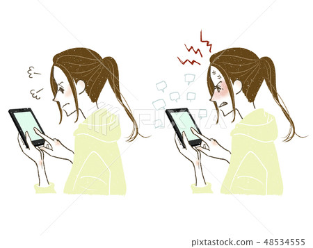 Woman - smartphone - get angry Woman - smartphone - get angry 48534555