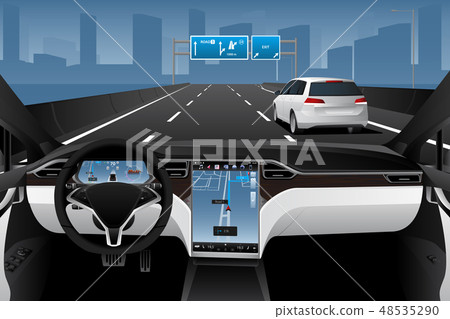 Self driving car on a road Self driving car on a road 48535290