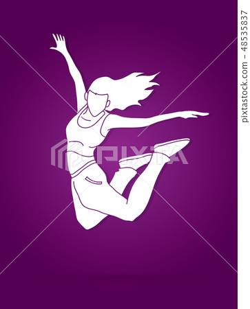 Dancing action dancer training jump graphic vector Dancing action dancer training jump graphic vector 48535837