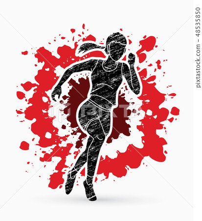 Runner jogger, woman start running vector - Stock Illustration ...