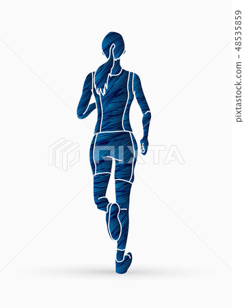 Runner jogger, Athletic Running back view vector. - Stock Illustration ...