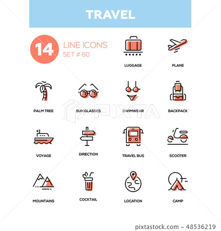 Travel - line design style icons set - Stock Illustration [48536219 ...