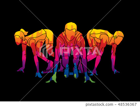 Start Running, Sprinter prepare running action  48536367