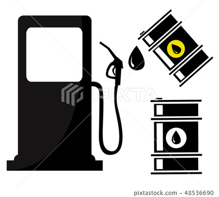 Gas Station sign with oil barrels 48536690