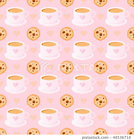 Pink seamless pattern with cups of coffee Pink seamless pattern with cups of coffee 48536718