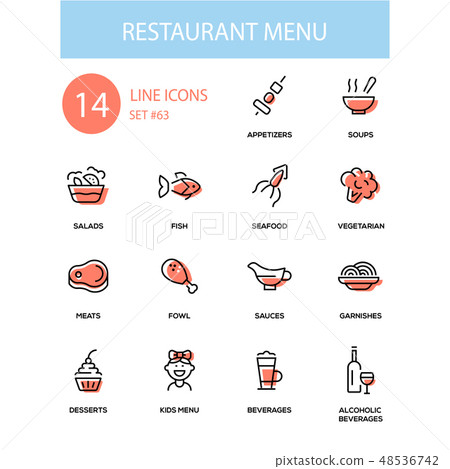 Restaurant menu - line design style icons set 48536742