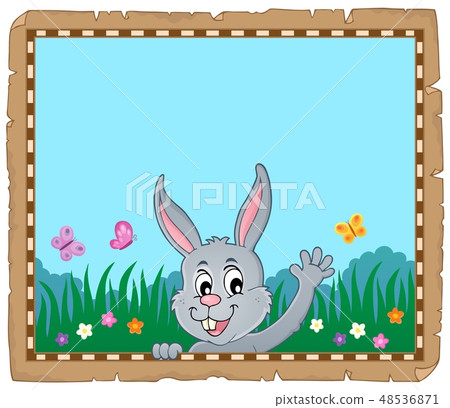 Parchment with lurking Easter bunny 5 - Stock Illustration [48536871 ...