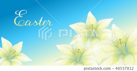 Easter illustration. Greeting card with lilies. Easter illustration. Greeting card with lilies. 48537812