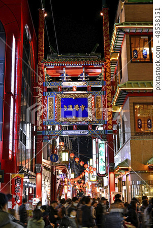 Yokohama city scenery in Japan View of Yokohama Chinatown (night view) Yokohama city scenery in Japan View of Yokohama Chinatown (night view) 48538151